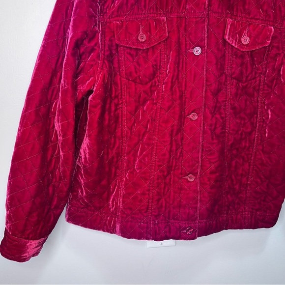 Coldwater Creek Red Quilted Velvet Jacket Size Large Petite - Picture 5 of 10